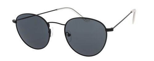 Sunglasses - VEGAS-Retro Round Sunglasses in Black frame with Grey lenses