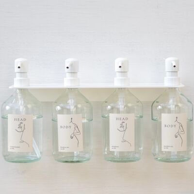 ILIJA - Flaschenhalterung inklusive 4 Seifenspendern