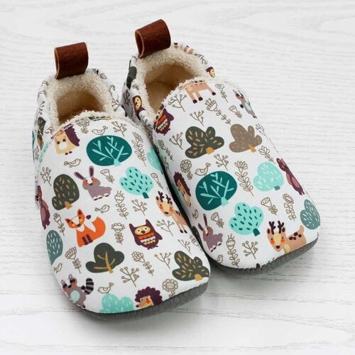 POLOLO Kinderschuhe | Barfuss-Hausschuhe | Seaqual Textil Wald (Vegan)