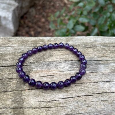 Lithotherapy elastic bracelet in natural Amethyst