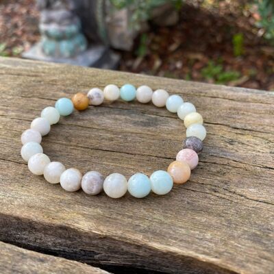 Lithotherapy elastic bracelet in natural Amazonite