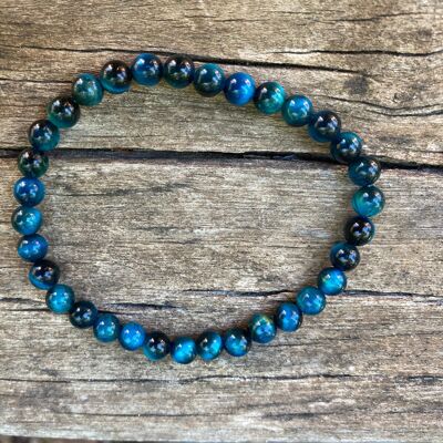 Elastic Bracelet Lithotherapy in Turquoise Blue Tiger Eye