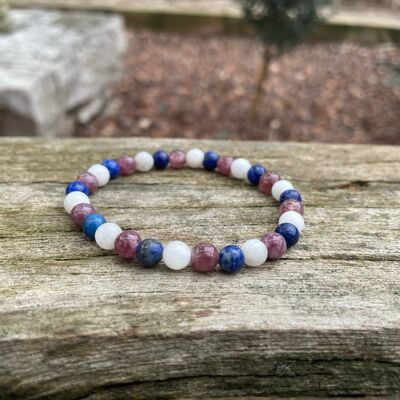 Bracelet special disorders related to Menopause Lapis Lazuli, Lepidolite and Moonstone