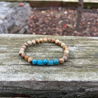 Lithotherapy Elastic Bracelet in Agate Crazy Lace and Apatite