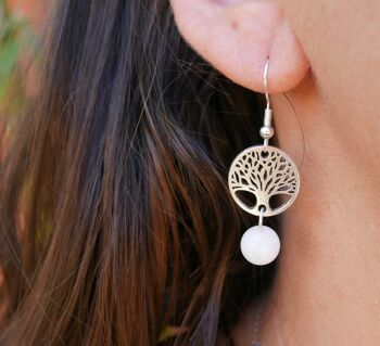 Boucles d'oreilles arbre de vie en pierres naturelles 1