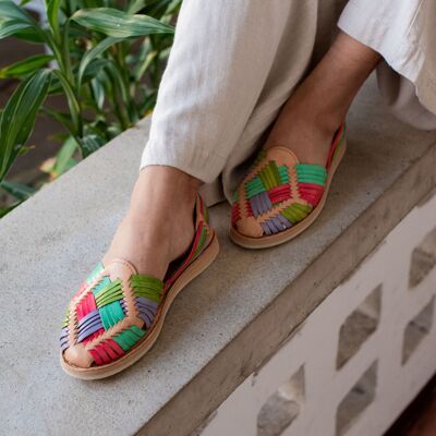 Handgefertigte Leder Huarache Sandalen für Damen | Mint & Tan