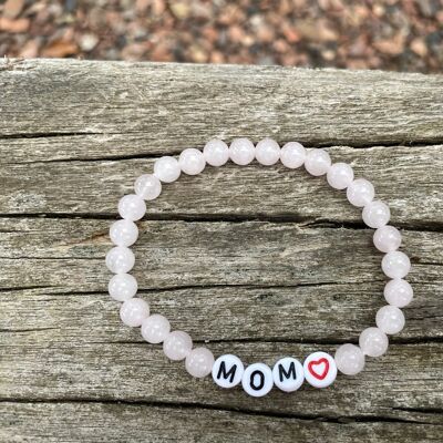 Lithotherapy elastic bracelet in natural Rose Quartz, Special Mother's Day