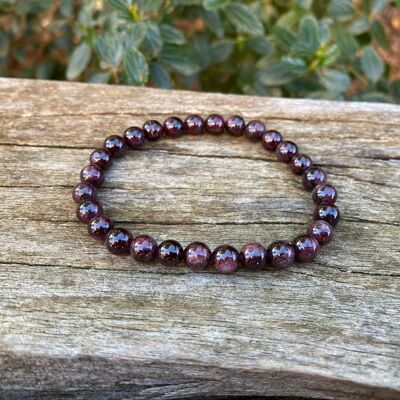 Lithotherapy elastic bracelet in natural garnet