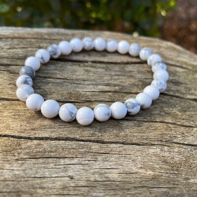 Bracciale elastico per litoterapia in Howlite naturale