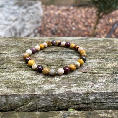 Elastic Bracelet Lithotherapy in Jasper Mokaite or Mookaite