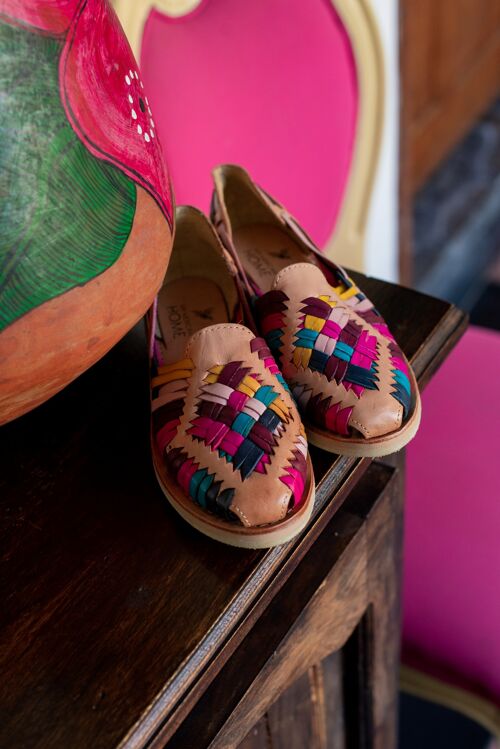 Handgefertigte Leder Huarache Sandalen für Damen | Lila & Tan