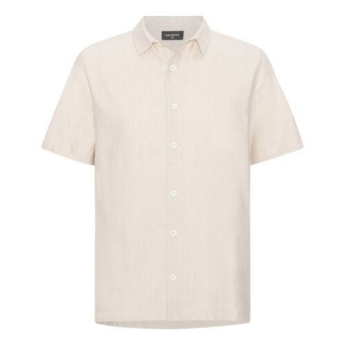 Beige short sleeved Linen shirt
