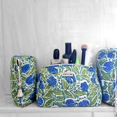 Handmade cosmetic bag set “blue garden”