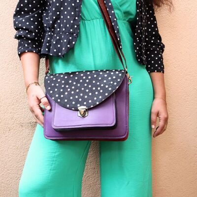 Bolso bandolera grande y colorido elaborado con restos de cuero reciclado - LAURA