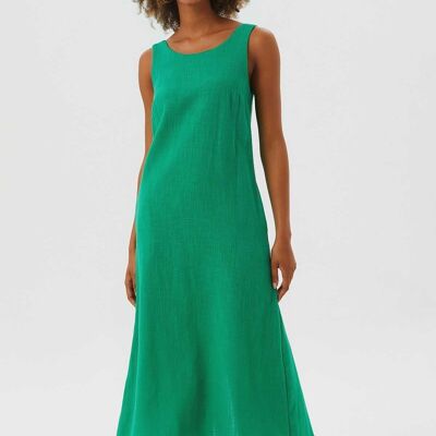 Deep Slit Bohemian Sleeveless Green Dress