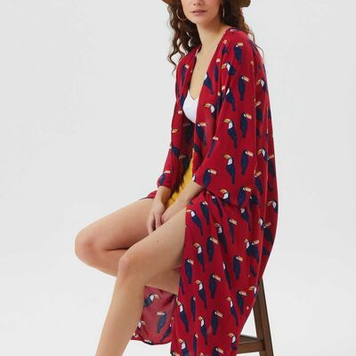 Kimono lungo stampato rosso