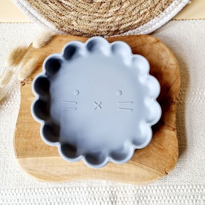 Assiette Silicone Lion - Gris Bleu