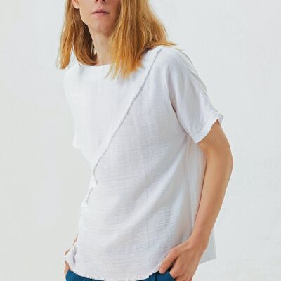 Weißes Hippie-Hemd für Herren mit speziellem Frontdesign