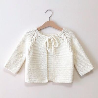 Organic Cotton Hand Knitted Lady Cardigan 1-3Y