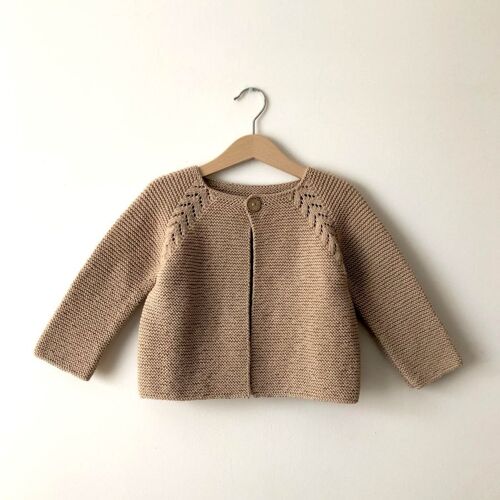 Organic Cotton Hand Knitted Lady Cardigan 1-3Y