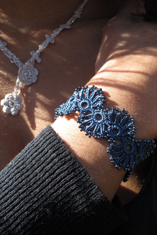Bracelet en textile "YELIN", bleu nuit