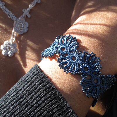 Bracelet en textile "YELIN", bleu nuit