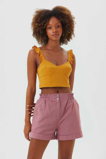 Short femme Boho rose avec poches 1