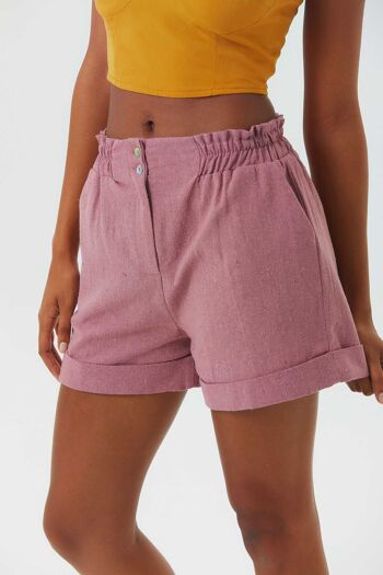 Short femme Boho rose avec poches 3