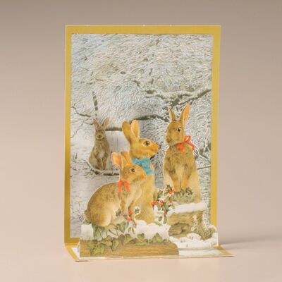 Kaninchen im Schnee Weihnachtskarte (GDC05480)