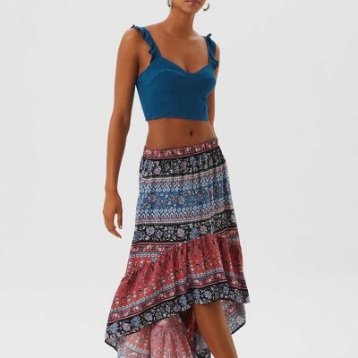 Pink Asymmetric Boho Skirt