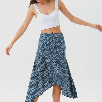 Floral Boho Skirt in Blue