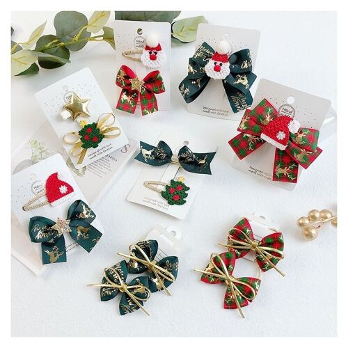 Bow Santa Claus Christmas Hair Clips