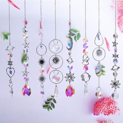 Silver Shine Crystal Home Garden Hanging Decor Wind Chimes
