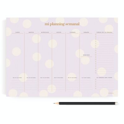 AGENDA CHARUCA HEBDOMADAIRE LILAS TAUPES. A4.