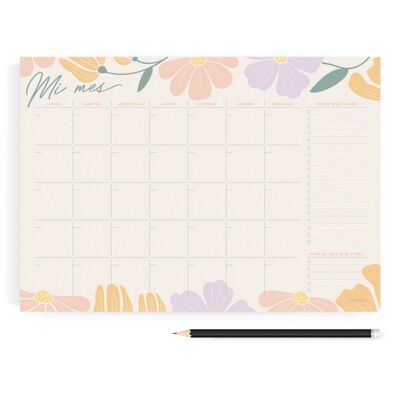 AGENDA MENSUEL CHARUCA. A4. FLEURS