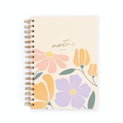 NOTEBOOK A5 CHARUCA. HARD COVER. INSIDE OF DOTS. 15.5X22CM. FLOWERS.
