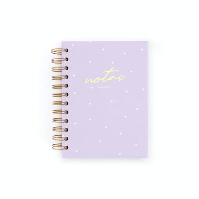 MINI CHARUCA NOTEBOOK. HARD COVER. INSIDE OF DOTS. 12X16.5CM. LILAC.