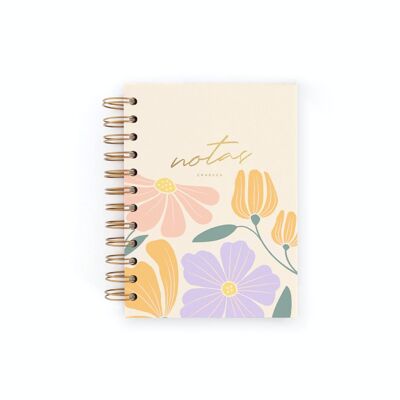 MINI CHARUCA NOTEBOOK. HARD COVER. INSIDE OF DOTS. 12X16.5CM. FLOWERS.