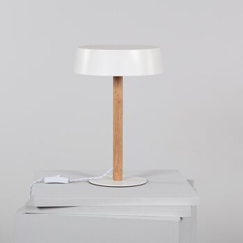 Ledkia Lampe à Poser Métal et Bois Woodbury Blanc 1