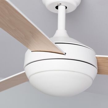 TechBrey Ventilateur de plafond LED en bois blanc marine 107 cm Moteur CC 5