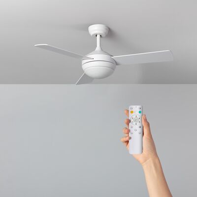 Ledkia White Triffin LED Ventilatore da Soffitto 107cm Motore DC Bianco