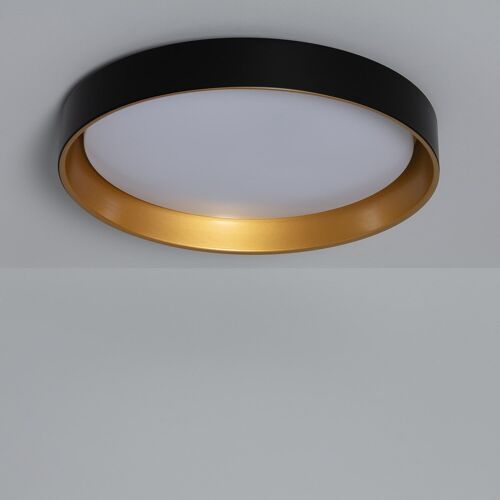 Ledkia Plafón LED 30W Circular Metal Ø550 mm CCT Seleccionable Big Broadwey Negro - Oro