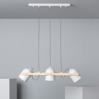 Ledkia Pendant Lamp Wood and Metal Klarhet White