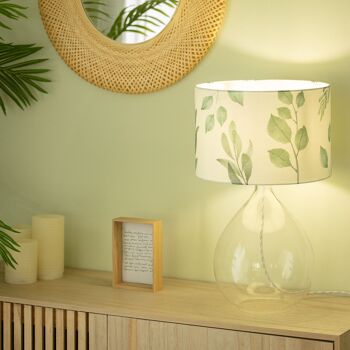 Ledkia Lampe à Poser Tissu et Verre Verdy Blanc 6