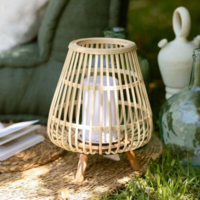 Ledkia Portable LED Table Lamp for Outdoor Rattan Tripoli Natural