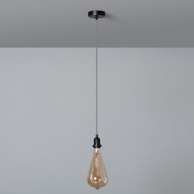 Ledkia Support with Lampholder for Pendant Lamp with Black and White Textile Cable White - Black