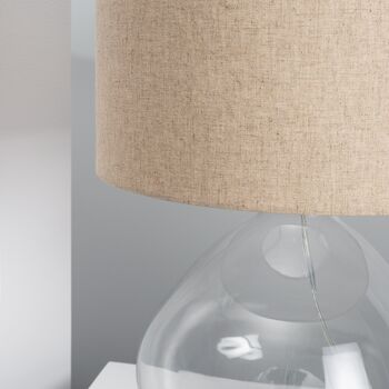 Lampe à poser tissu et verre Ledkia Marseille Naturel 3