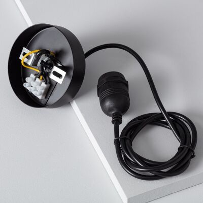 Ledkia-Halterung mit Lampenfassung für Hängelampe im Freien mit schwarzem PVC-Kabel Schwarz