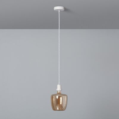 Ledkia Support with Lampholder for Hanging Lamp with White Braided Textile Cable White