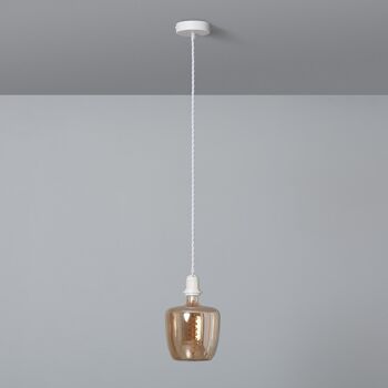 Ledkia Support avec Douille pour Lampe Suspendue avec Câble Textile Tressé Blanc Blanc 1